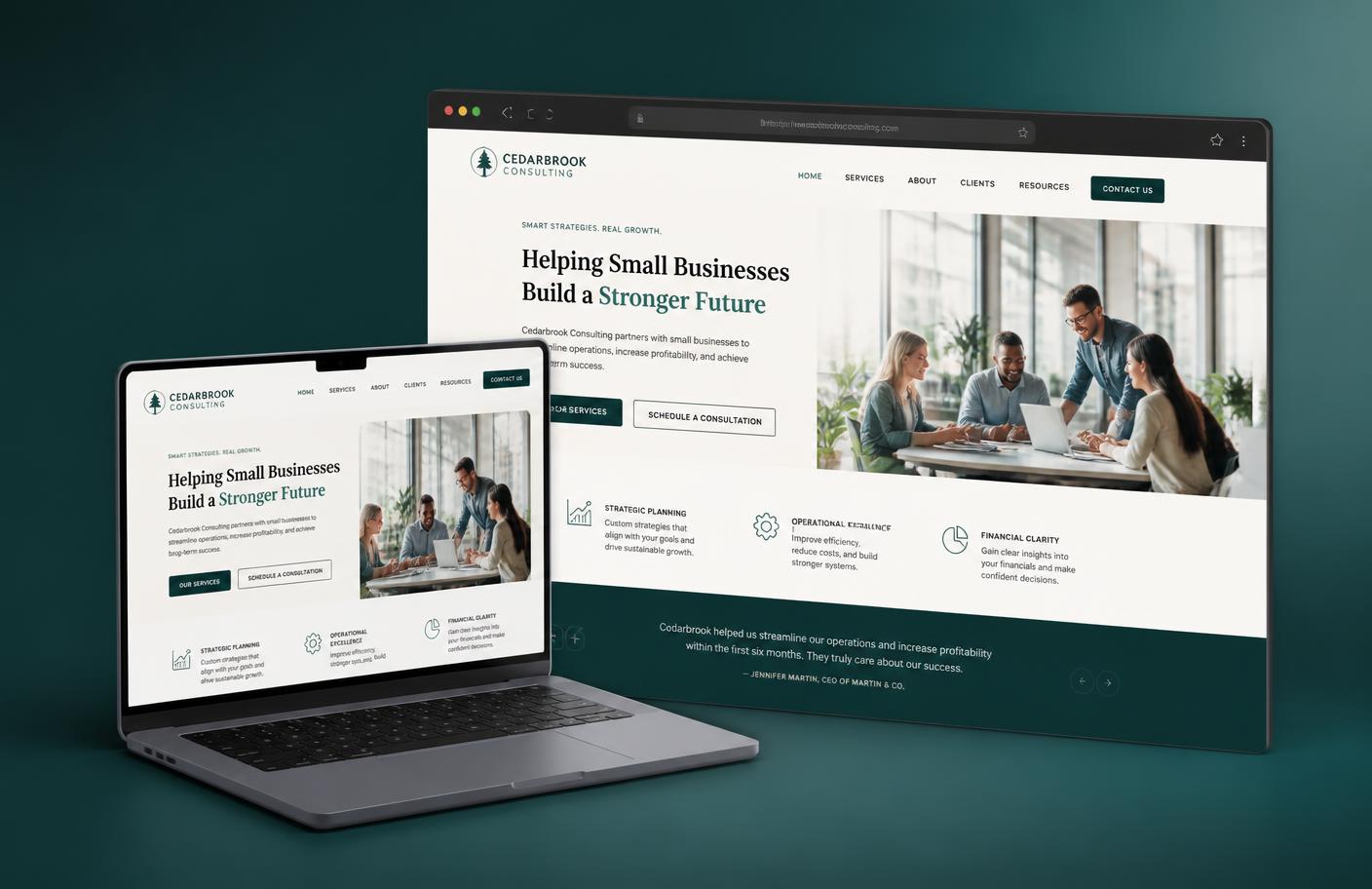 Example of a professional business website built by WebsitesForFree